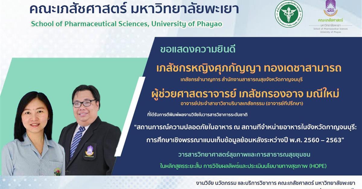 หลักสูตรระยะสั้น การวิจัยผลลัพธ์และประเมินนโยบายทางสุขภาพ (Short course training program in Health Outcomes Research and Policy Evaluation (HOPE) ได้รับการตีพิมพ์ผลงานวิจัยในวารสารวิชาการระดับชาติ