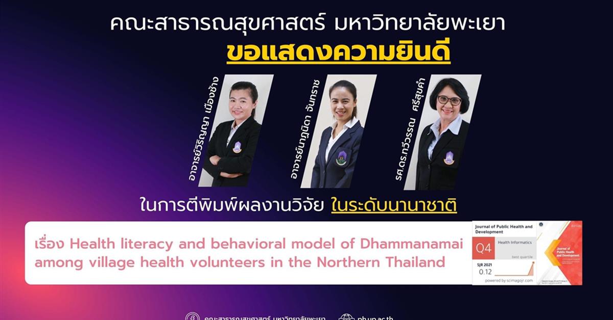 คณะสาธารณสุขศาสตร์ ขอแสดงความยินดี กับอาจารย์ที่ได้รับการตีพิมพ์ผลงานในระดับนานาชาติ