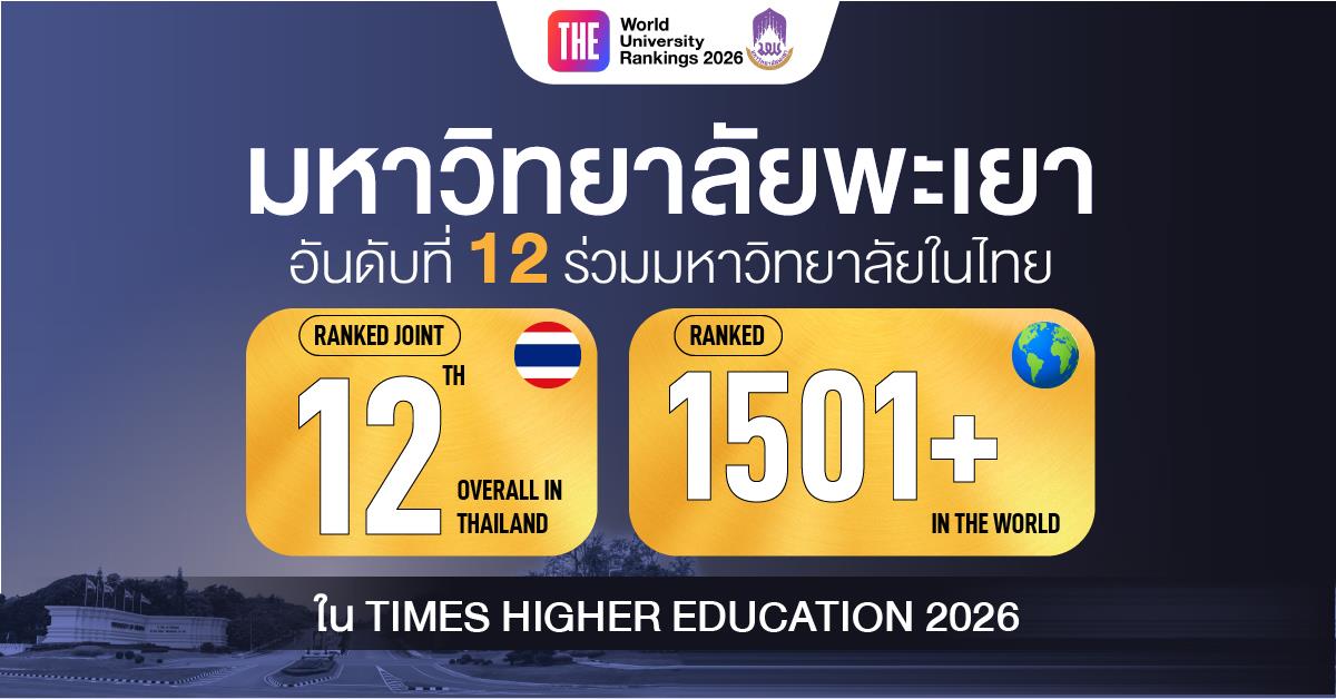 ม.พะเยา อันดับ 12 ร่วมของประเทศไทย
โดย Times Higher Education World University Rankings 2026