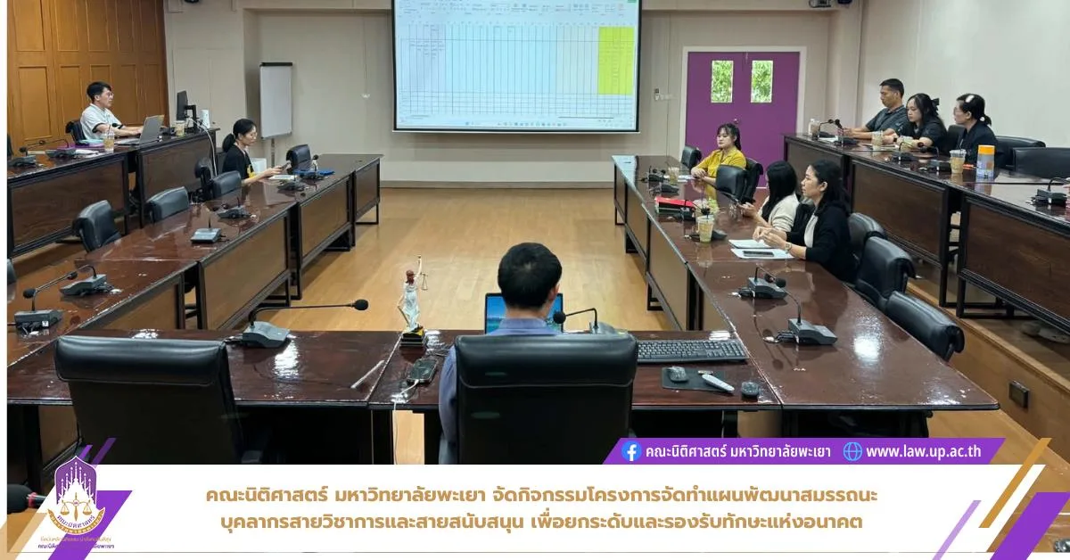 คณะนิติศาสตร์ มหาวิทยาลัยพะเยา ร่วมโครงการจัดทำแผนพัฒนาสมรรถนะบุคลากรสายวิชาการและสายสนับสนุน เพื่อยกระดับและรองรับทักษะแห่งอนาคต