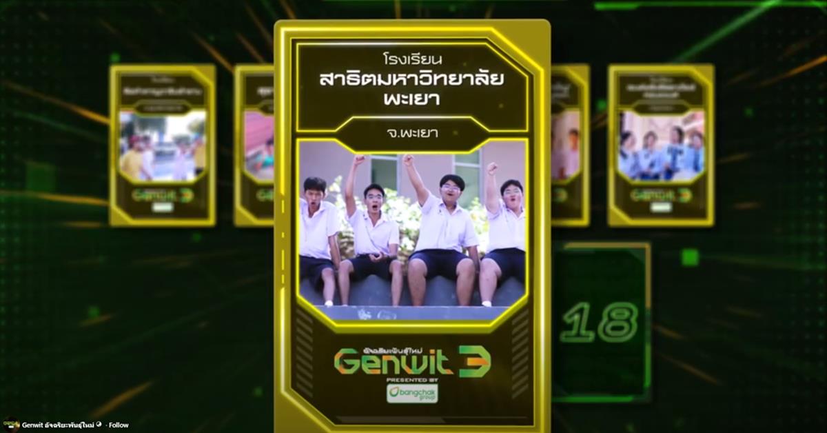 โรงเรียนสาธิต มพ. ปลื้ม นักเรียนผ่านเข้ารอบ 36 ทีม รายการ Genwit อัจฉริยะพันธุ์ใหม่ SEASON 3