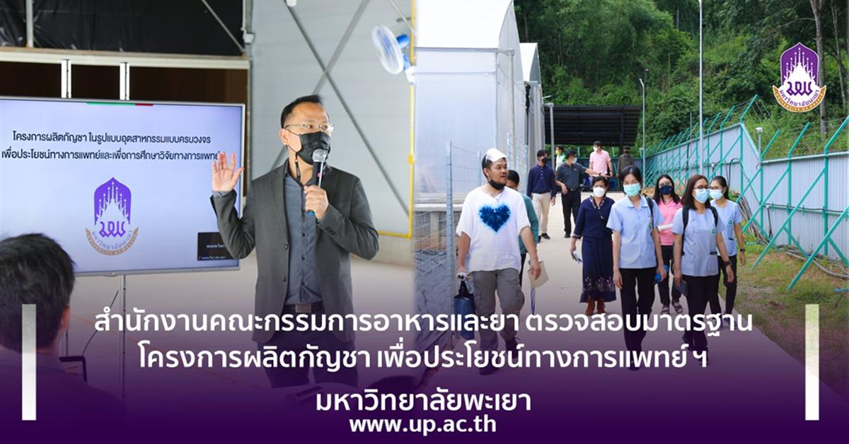 สำนักงานคณะกรรมการอาหารและยา ตรวจสอบมาตรฐาน โครงการผลิตกัญชา  เพื่อประโยชน์ทางการแพทย์ ฯ มหาวิทยาลัยพะเยา 